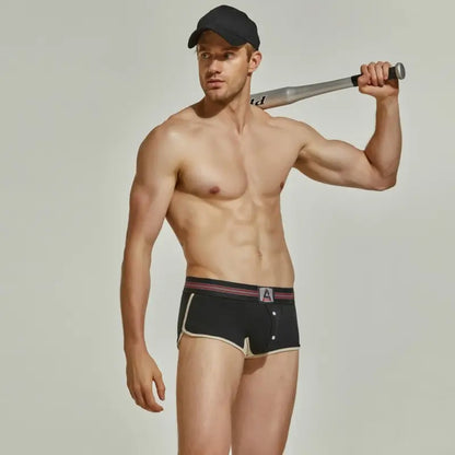 Seobean Men's Trunks – Retro Button Fly Boxer Briefs, Cotton Stretch, Sporty Fit 220207