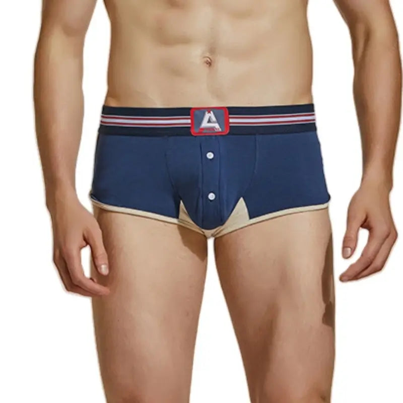 Seobean Men's Trunks – Retro Button Fly Boxer Briefs, Cotton Stretch, Sporty Fit 220207