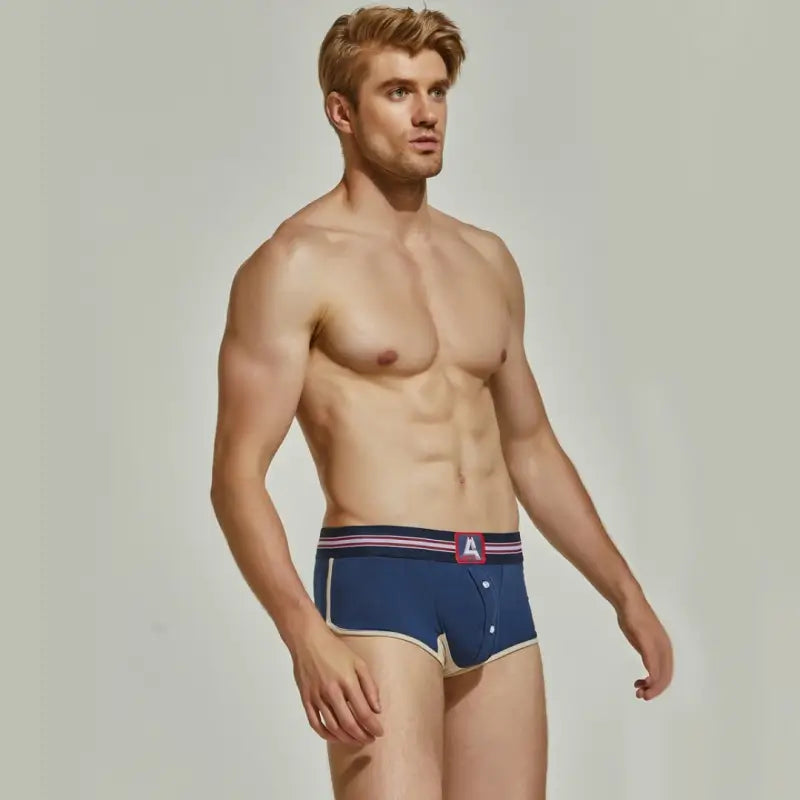 Seobean Men's Trunks – Retro Button Fly Boxer Briefs, Cotton Stretch, Sporty Fit 220207