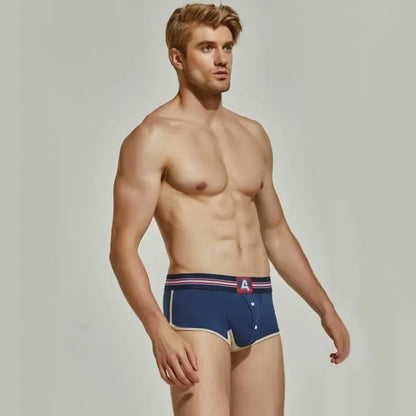 Seobean Men's Trunks – Retro Button Fly Boxer Briefs, Cotton Stretch, Sporty Fit 220207