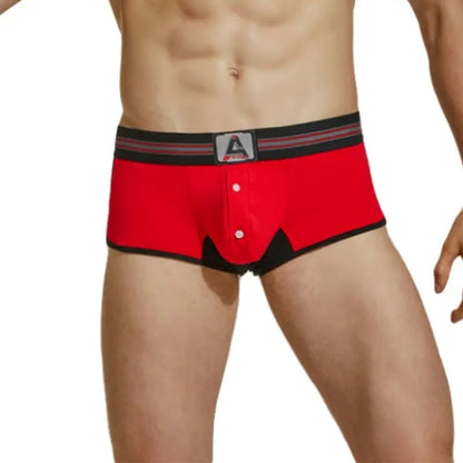 Seobean Men's Trunks – Retro Button Fly Boxer Briefs, Cotton Stretch, Sporty Fit 220207