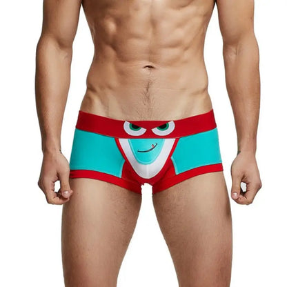 Seobean Men's Low-Rise Trunks Sexy Eye Print Cotton with Pouch