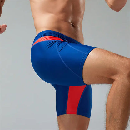 Seobean Compression Swim Boxers Long Length Swim Shorts for Men