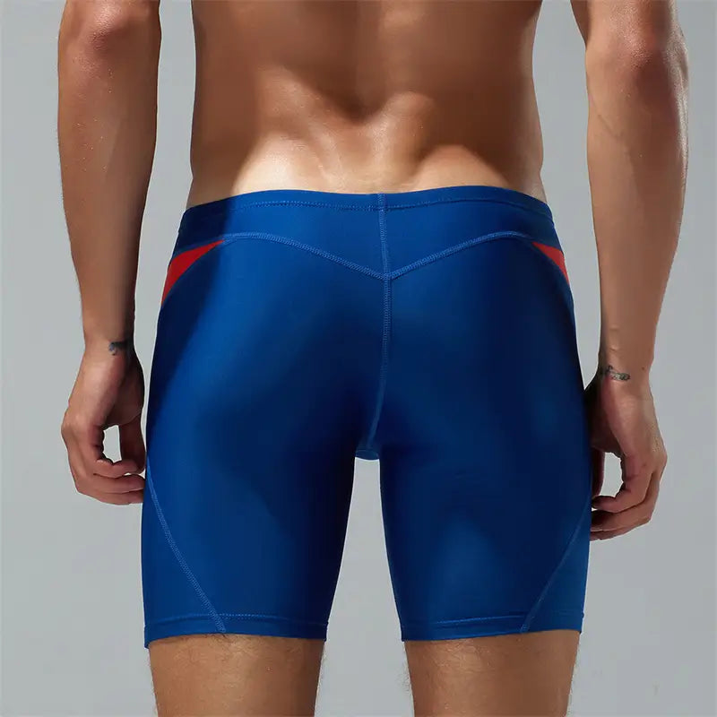 Seobean Compression Swim Boxers Long Length Swim Shorts for Men