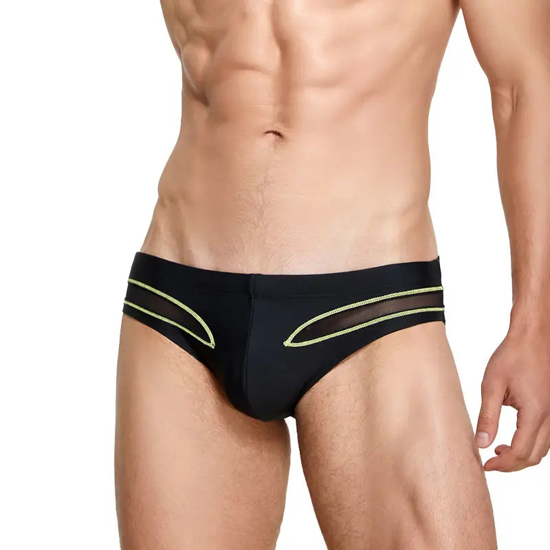 Seobean Men's Sexy Low-Rise Swim Briefs with Mesh Inserts