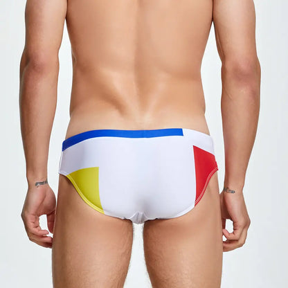 Seobean Men’s Sexy Low Rise Color Block Bikini Swimwear