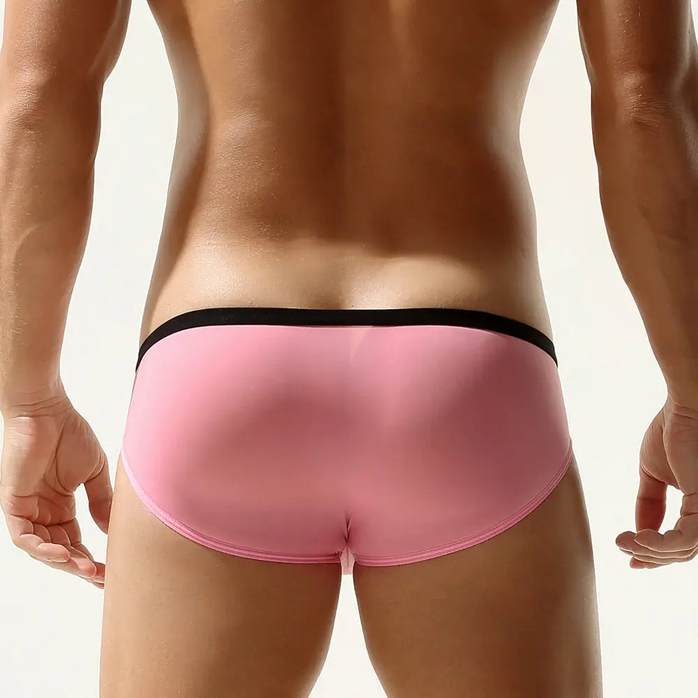 Tauwell Men's Sexy Low-Rise Briefs - Quick-Dry Pink Nylon & Spandex Underwear