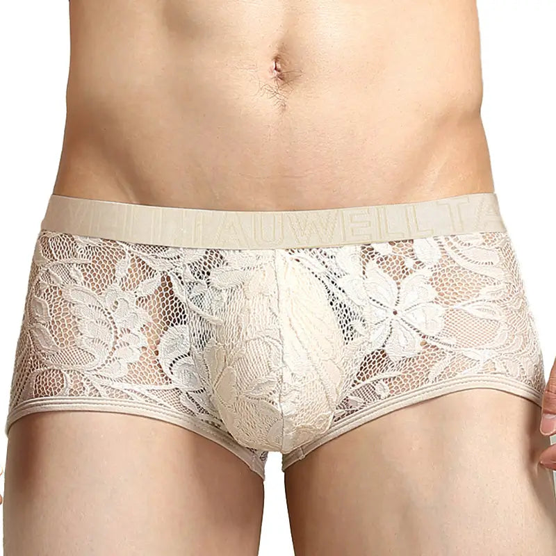 TAUWELL Men's Low-Rise Sexy Lingerie Boxer Shorts - Lace & Mesh