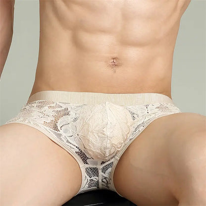 TAUWELL Men's Low-Rise Sexy Lingerie Boxer Shorts - Lace & Mesh