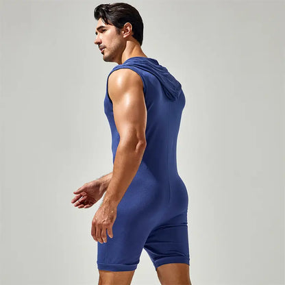 TAUWELL Men's Sleeveless Bodysuit with Hood – Trendy Activewear