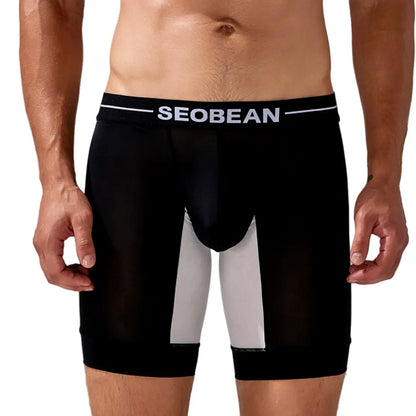 Men's Nylon - Spandex Long Boxer Briefs - Ideal for Summer Sleepwear