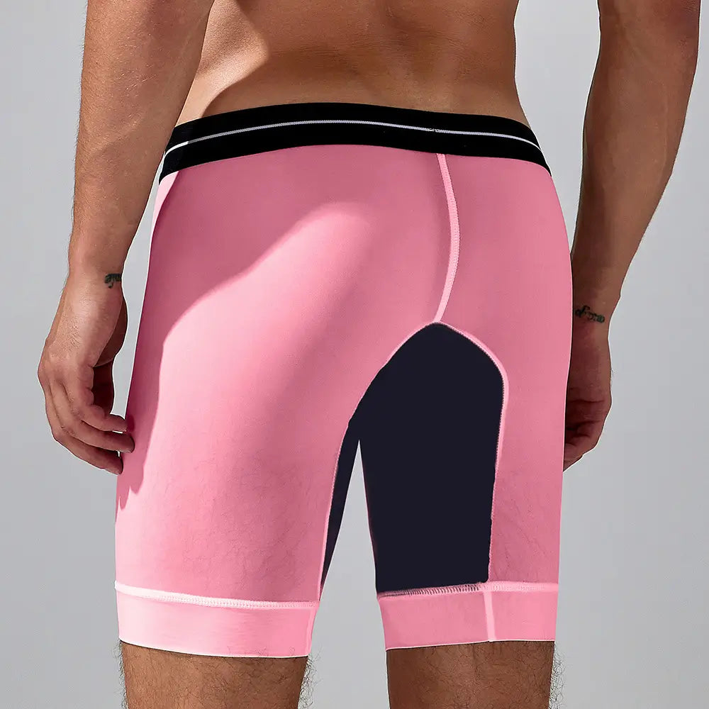 Men's Nylon - Spandex Long Boxer Briefs - Ideal for Summer Sleepwear