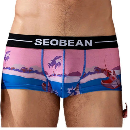 Ropa interior masculina de verano Seobean con calzoncillos tipo bóxer de tiro bajo y espacio adicional