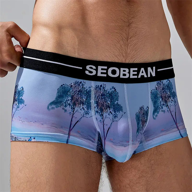 Ropa interior masculina de verano Seobean con calzoncillos tipo bóxer de tiro bajo y espacio adicional