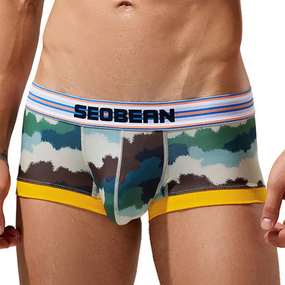 SEOBEAN Men's Camouflage Trunks - Low-Rise, Single-Layer Boxer Briefs