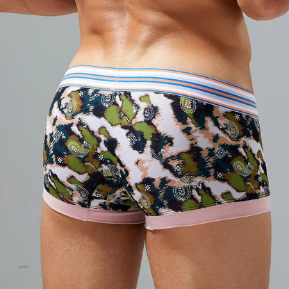 SEOBEAN Men's Camouflage Trunks - Low-Rise, Single-Layer Boxer Briefs