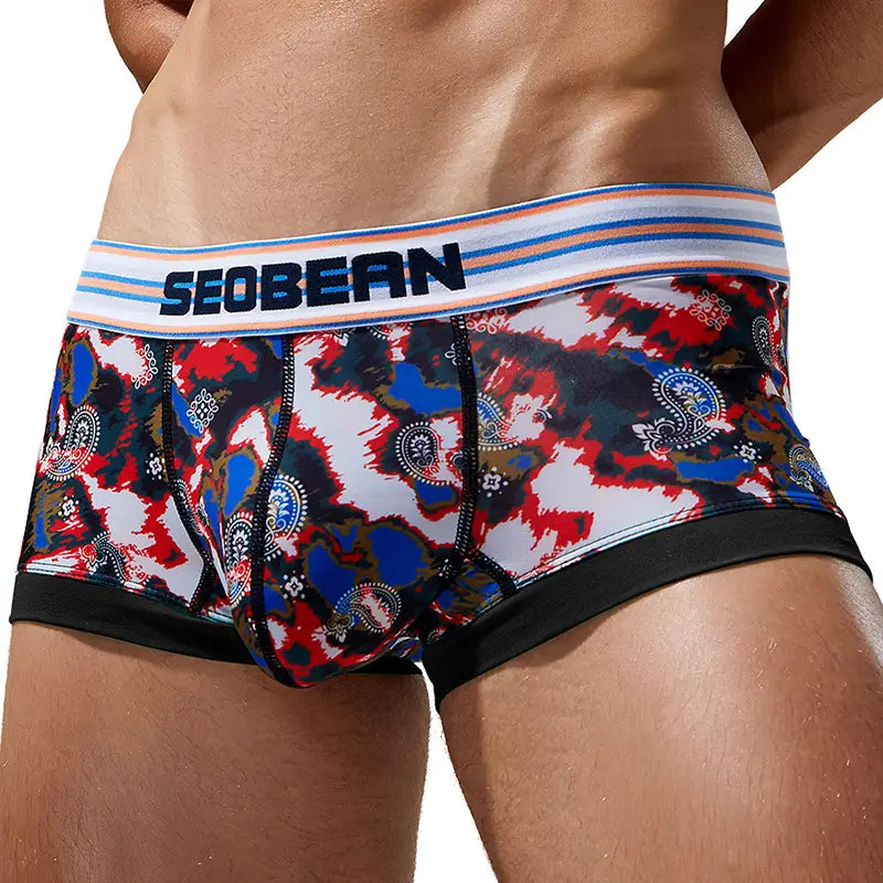 SEOBEAN Men's Camouflage Trunks - Low-Rise, Single-Layer Boxer Briefs