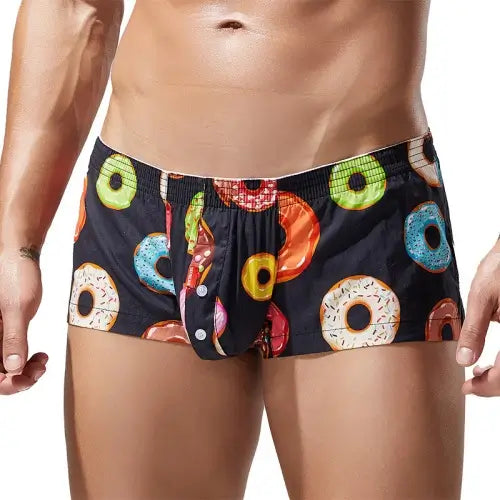 Seobean Men's Donut Print Boxer Briefs 240507