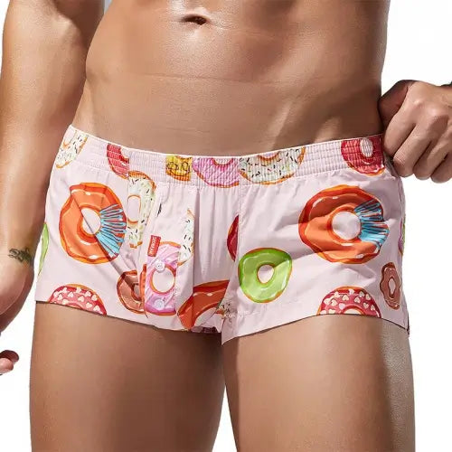 Seobean Men's Donut Print Boxer Briefs 240507