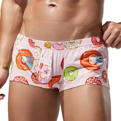 Seobean Men's Donut Print Boxer Briefs 240507