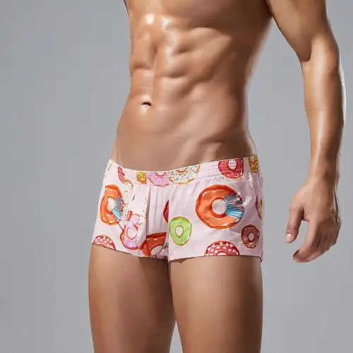 Seobean Men's Donut Print Boxer Briefs 240507