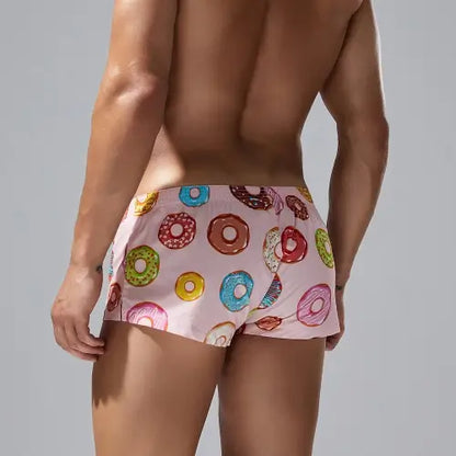 Seobean Men's Donut Print Boxer Briefs 240507