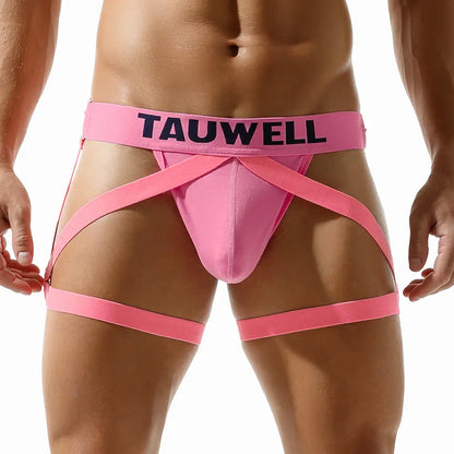 TAUWELL Men's Sexy Jockstrap Underwear High Elastic Sheer