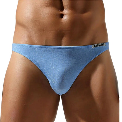 TAUWELL Calzoncillos de tiro bajo brillantes para hombre: ropa interior sexy y elegante