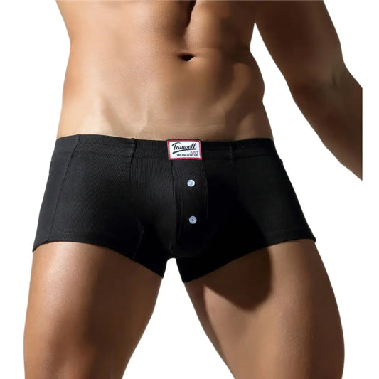 Tauwell Men's Low-Rise Trunks - Soft Rayon Blend Underwear with Button Fly