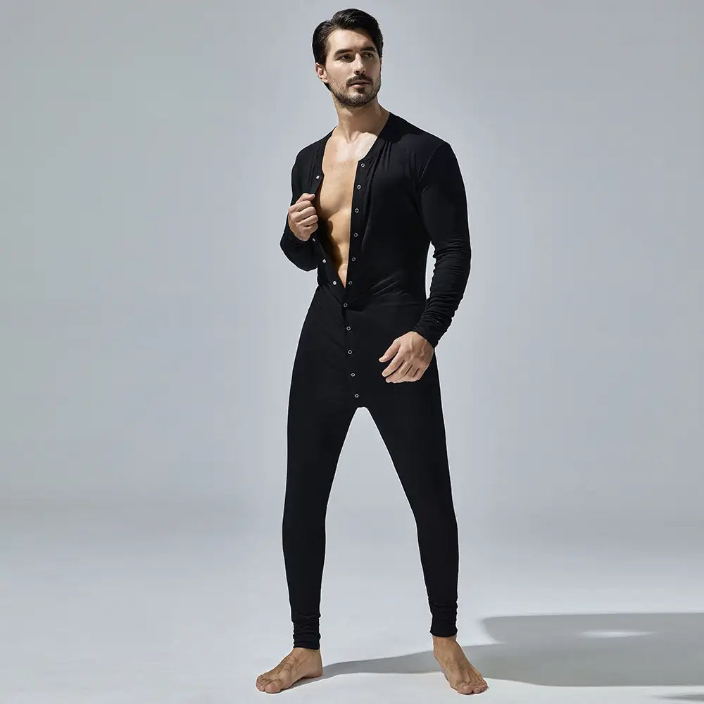 TAUWELL Men's Long Sleeve Bodysuit - Union Suit