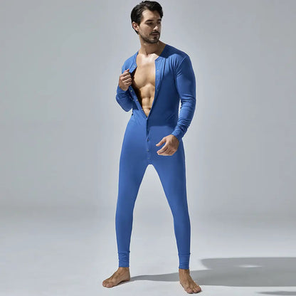 TAUWELL Men's Long Sleeve Bodysuit - Union Suit