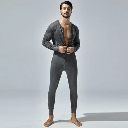 TAUWELL Men's Long Sleeve Bodysuit - Union Suit