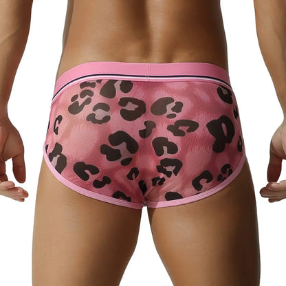 Seobean Men's Leopard Print Briefs Sexy Breathable Low Rise Underwear 250107