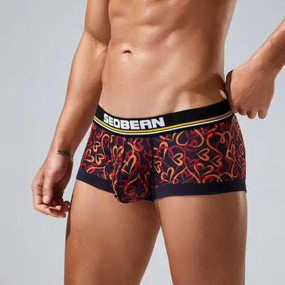 Seobean Love Heart Men's Boxer Briefs – Sexy Pouch Boxer Briefs for Men 250210