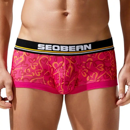 Seobean Love Heart Men's Boxer Briefs – Sexy Pouch Boxer Briefs for Men 250210