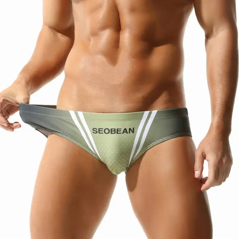 Seobean Men's Swim Briefs – Striped & Polka Dot, Athletic Contour Fit 250901