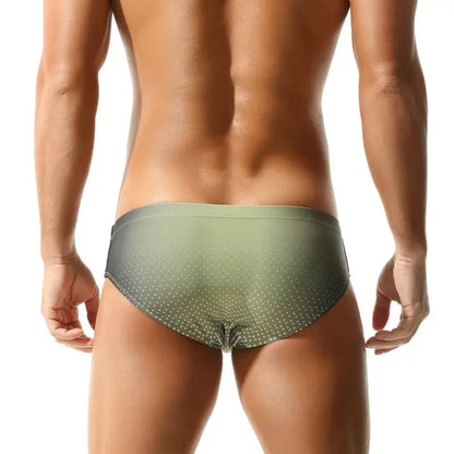 Seobean Men's Swim Briefs – Striped & Polka Dot, Athletic Contour Fit 250901