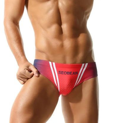 Seobean Men's Swim Briefs – Striped & Polka Dot, Athletic Contour Fit 250901