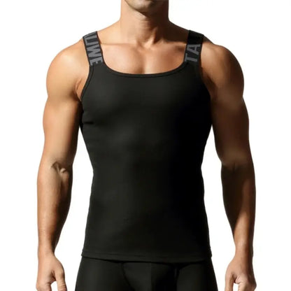 Tauwell Ribbed Tank Top for Men, Stretch Cotton Slim Gym Sleeveless 25706