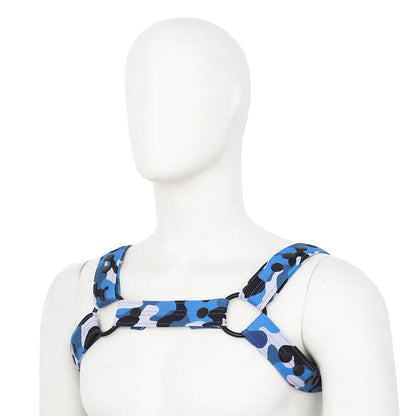 DomiGe Men's Leather Body Harness for Nightclub  Blue