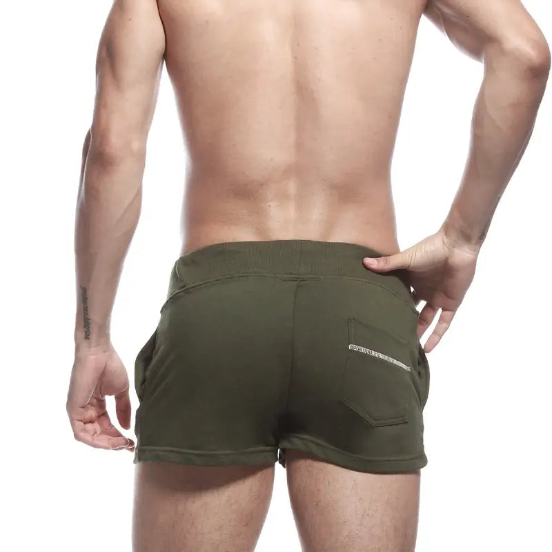 Seobean Herren-Boxershorts, einfarbig, drei Taschen, lässige Lounge-Shorts