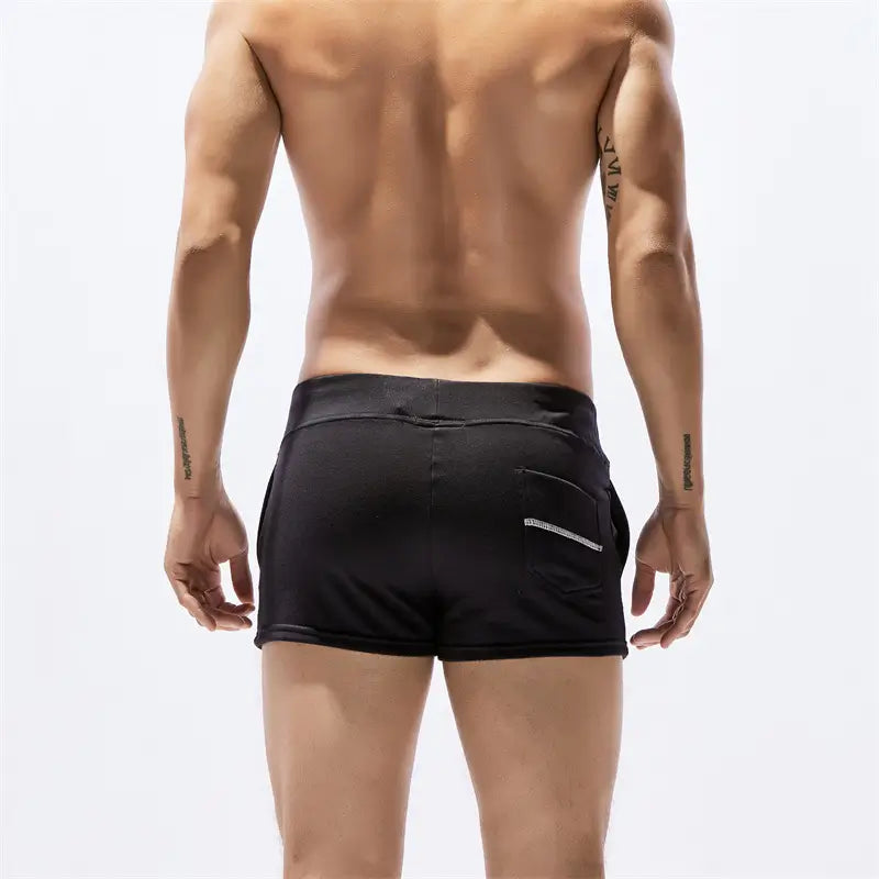 Seobean Herren-Boxershorts, einfarbig, drei Taschen, lässige Lounge-Shorts