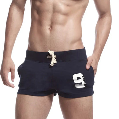 Seobean Herren-Boxershorts, einfarbig, drei Taschen, lässige Lounge-Shorts