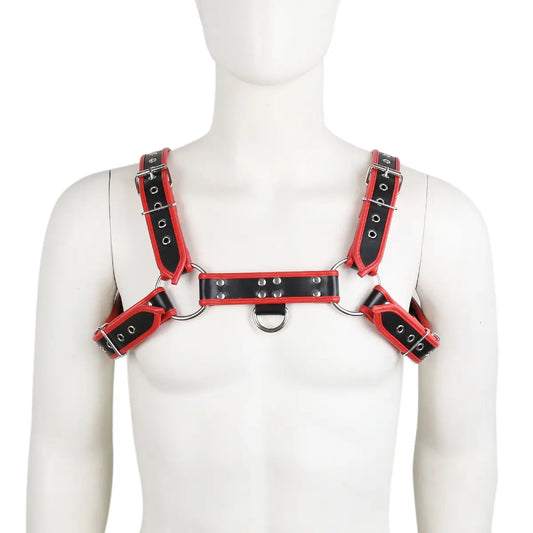 DomiGe Red Leather Men’s Harness - Bold, Sexy, and Versatile