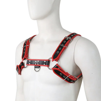 DomiGe Red Leather Men’s Harness - Bold, Sexy, and Versatile