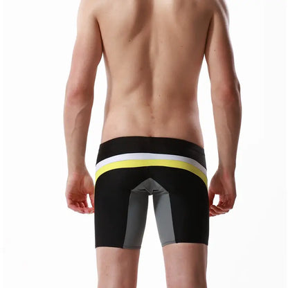 Seobean Men's Compression Swimwear - Long Flat-Front Swim Shorts