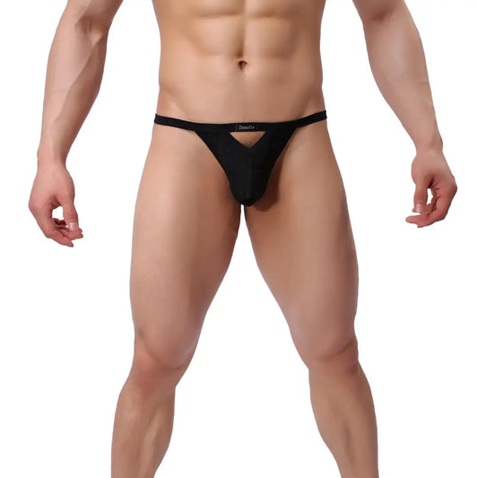 DomiGe Ropa interior masculina con tanga con corte en V de fibra de bambú y espalda en T para hombre