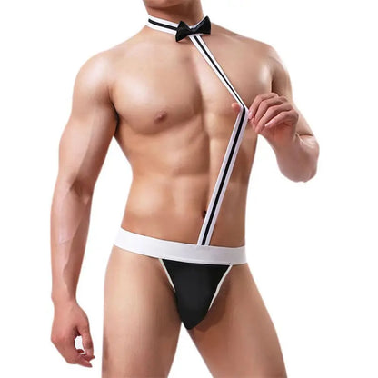 DomiGe Men's Sexy Thong Bodysuit - Nightclub Performance Outfit for Gay Men