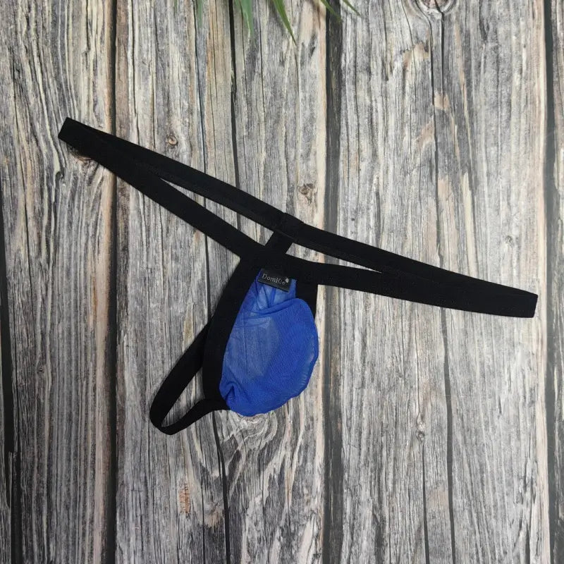 DomiGe Men's Thongs Underwear - Breathable Mesh G-String Low Rise Sexy Thong