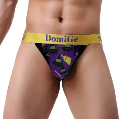 DomiGe Men's Halloween G-String Thong - Purple Witch Print Underwear